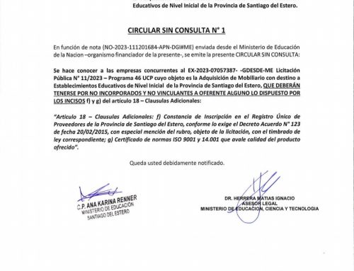 Licitación Pública N’ 11/2023 CIRCULAR SIN CONSULTA N° 1