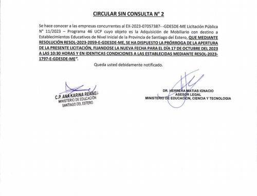 Licitacion Publica N° 11/2023 CIRCULAR SIN CONSULTA N° 2